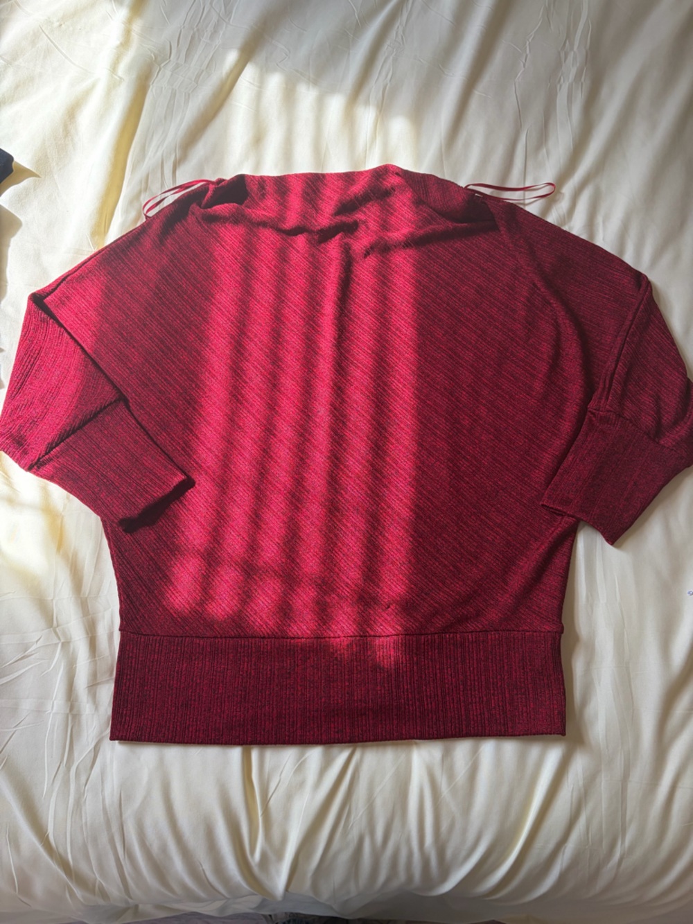 Jennifer Lopez Ribbed Knit Top in Rich Red